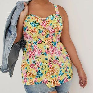 NWT Torrid Fit & Flare Tank Floral Yellow Size 3/3X